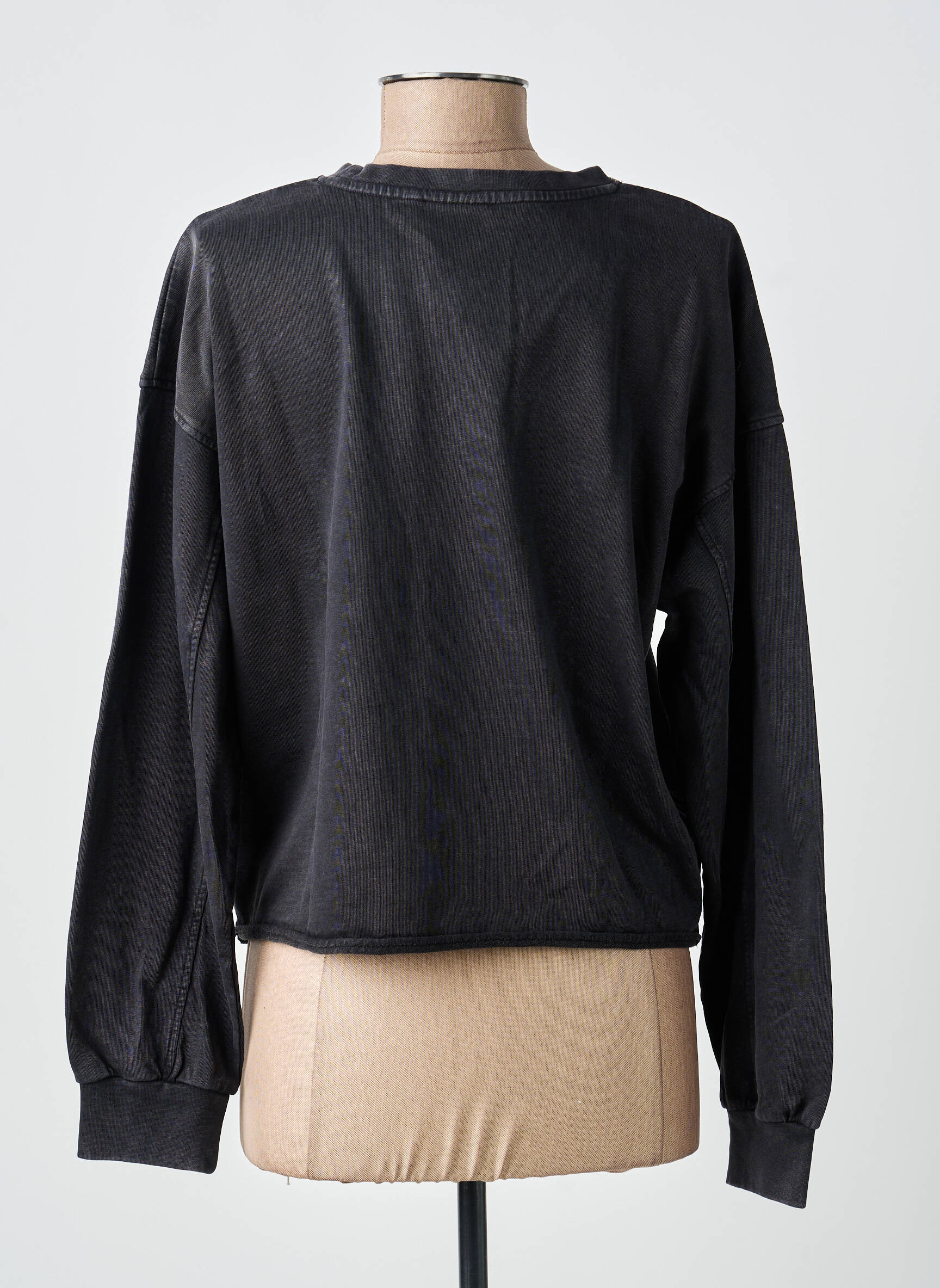 Sweat-shirt coupe over-size manches longues gris ICHI femme