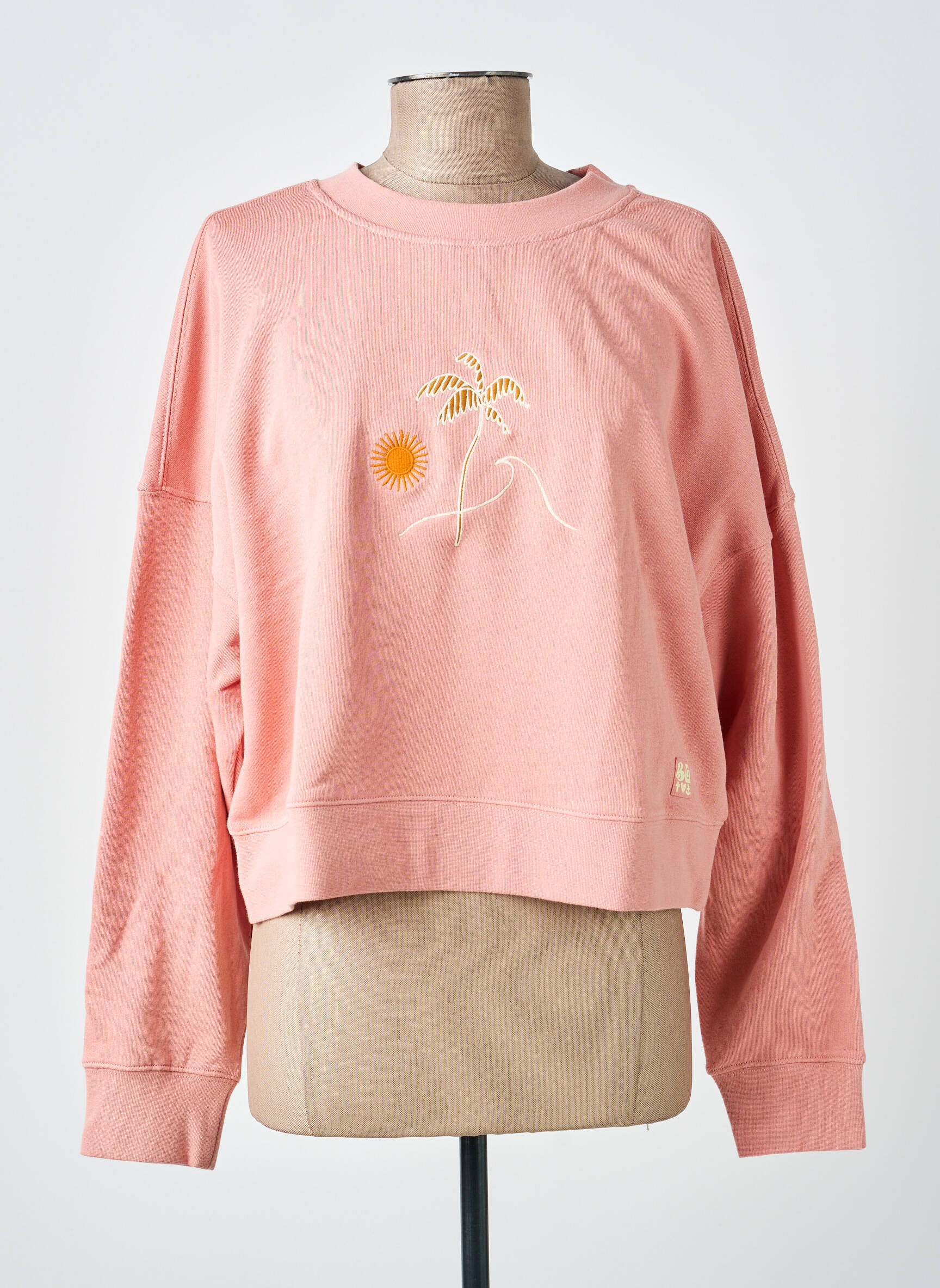 Sweat-shirt broderie manches longues rose BLUTSGESCHWISTER femme