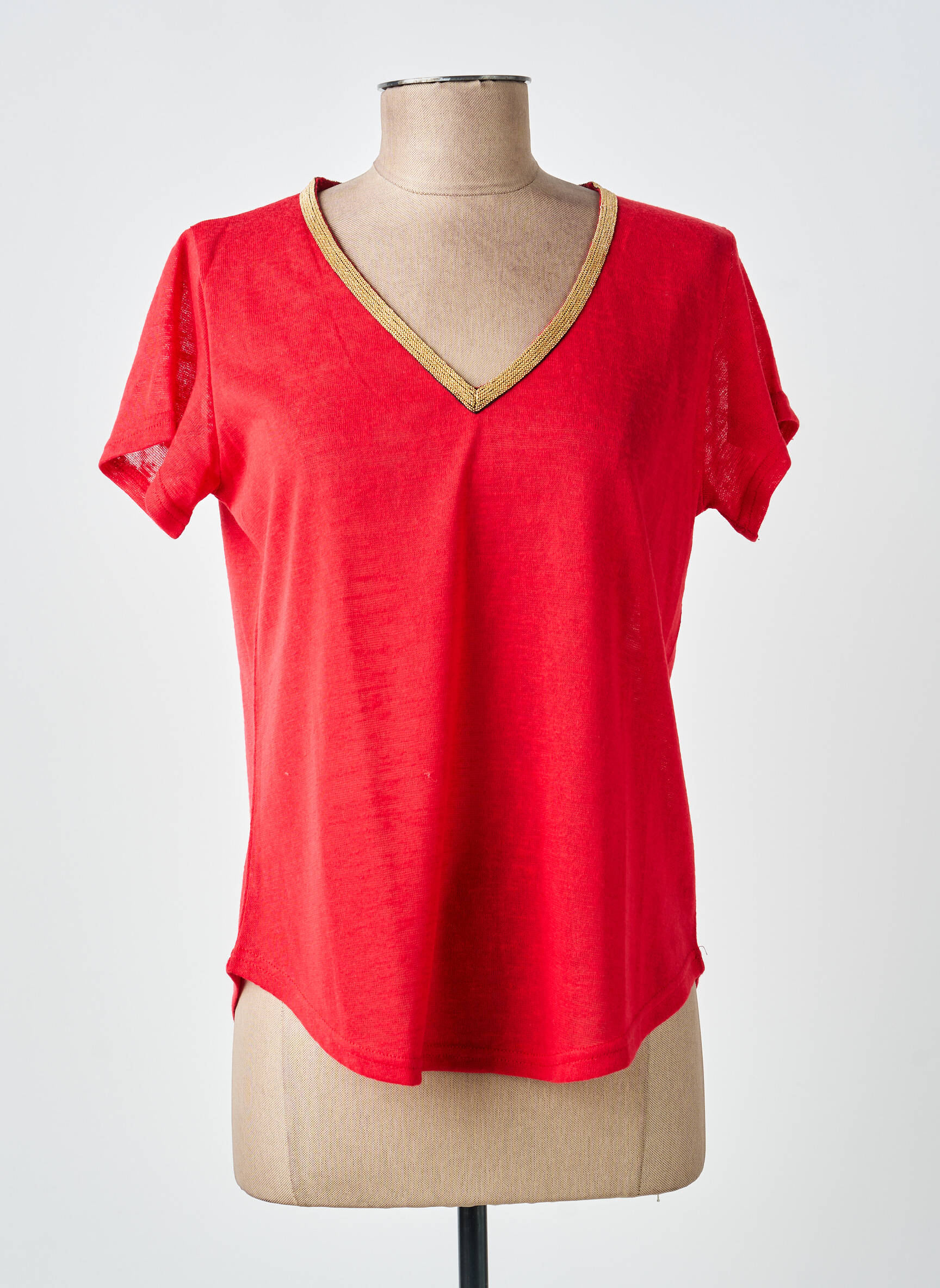 T-shirt coupe droite manches courtes rouge MOLLY BRACKEN femme