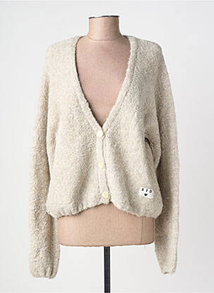 Gilet manches longues resserrée sur le bas beige ICHI femme