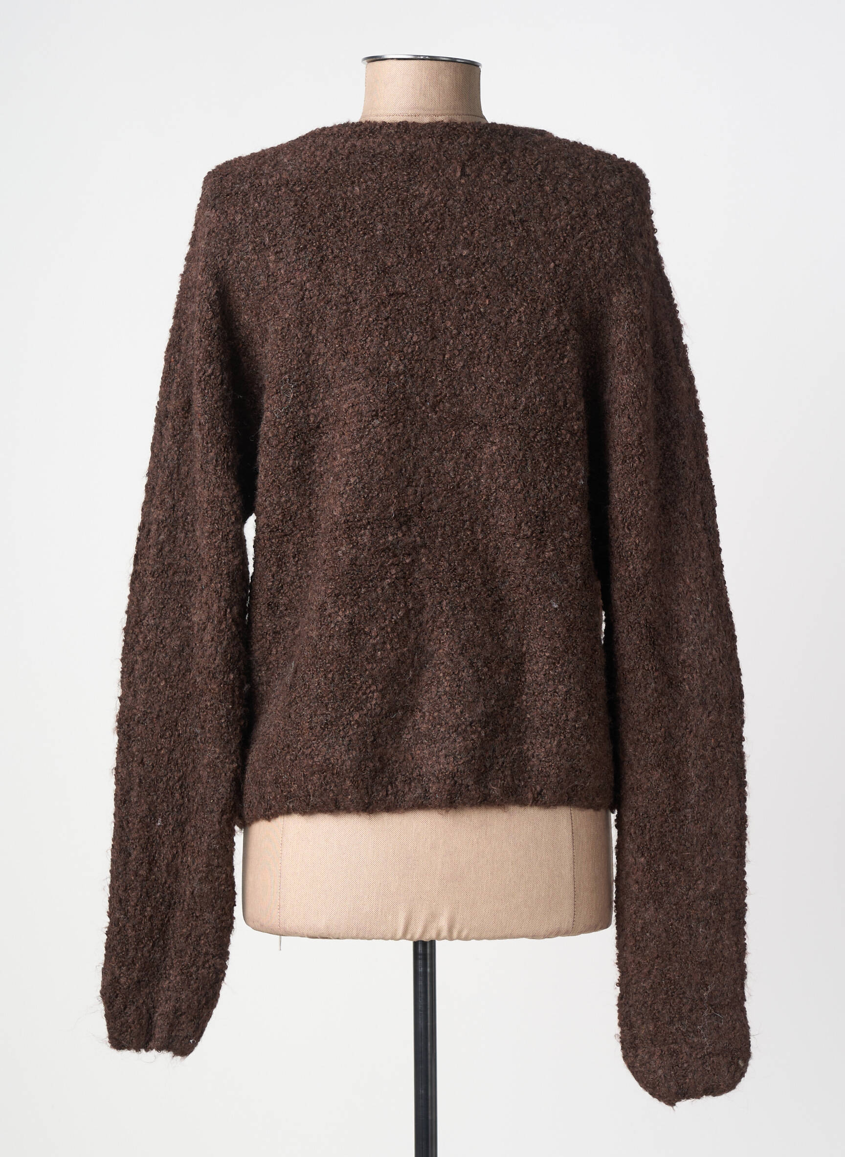 Gilet manches longues resserrée sur le bas marron ICHI femme