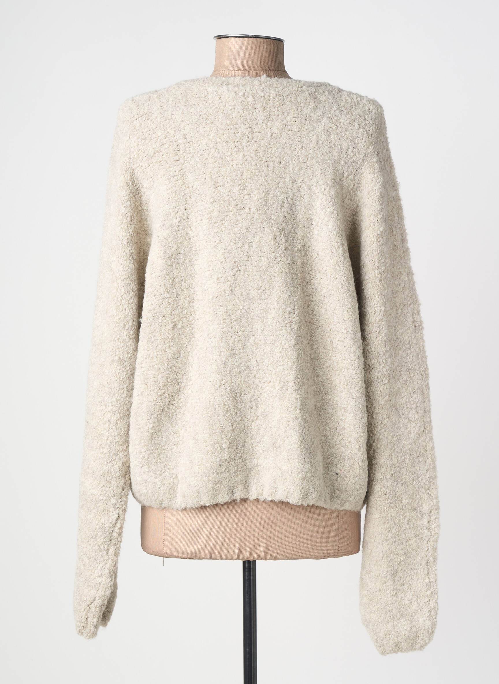 Gilet manches longues resserrée sur le bas beige ICHI femme