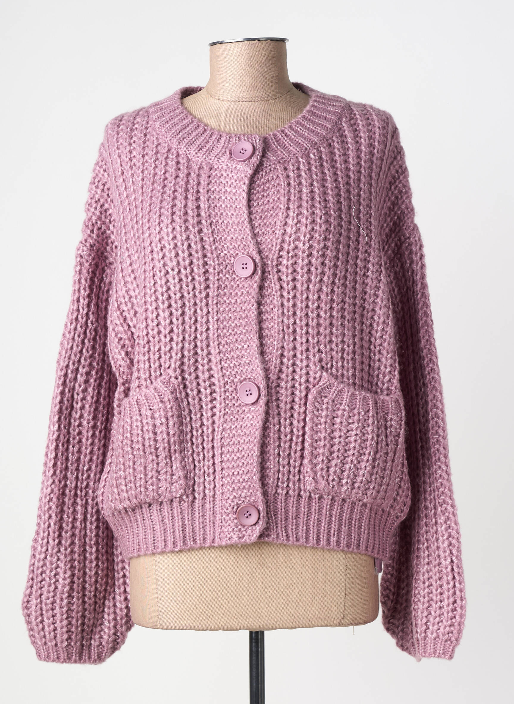 Gilet manches longues col rond violet MOLLY BRACKEN femme