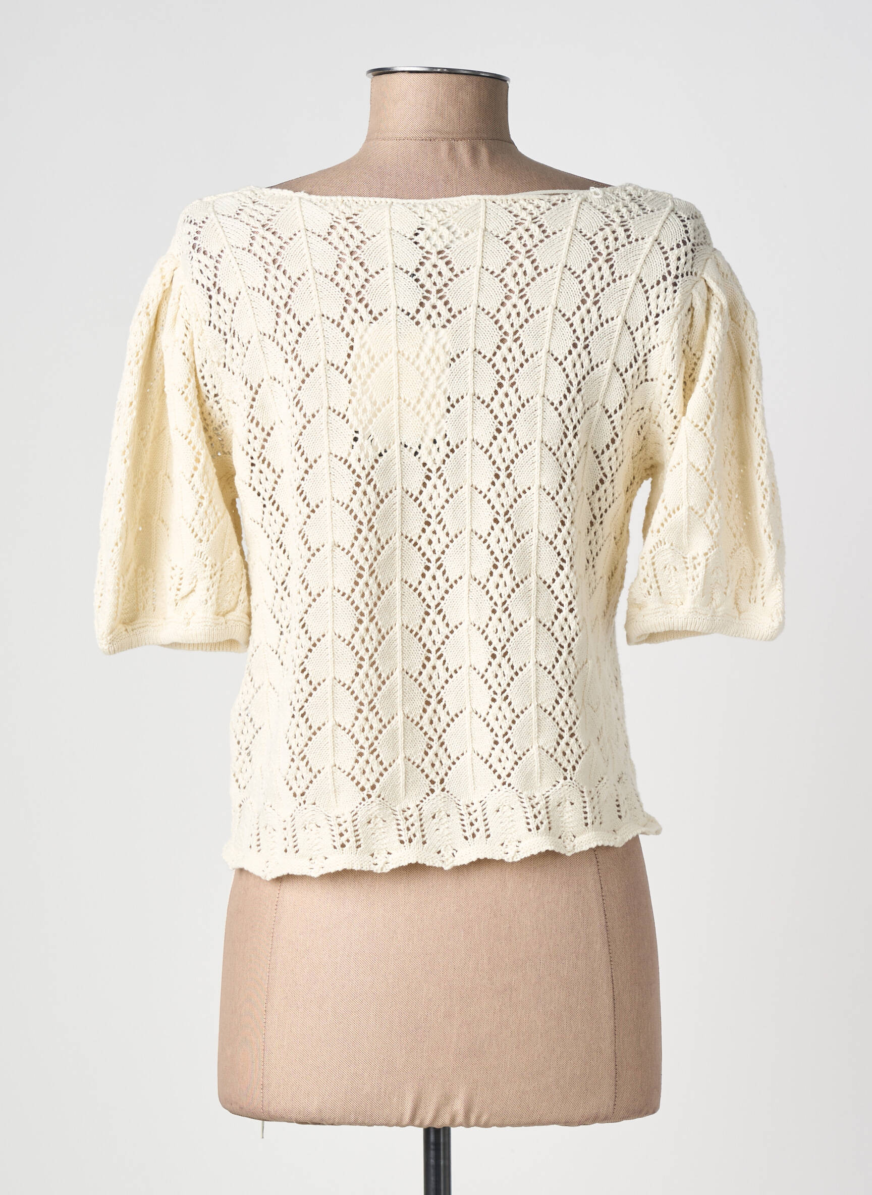 Gilet manches courtes coupe cintrée beige ICHI femme