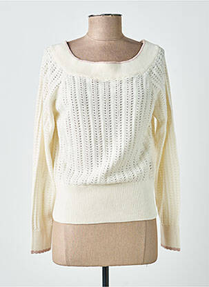 Pull maille ajourée manches longues beige BLUTSGESCHWISTER femme