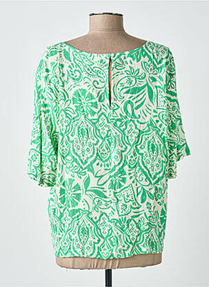 Blouse fermeture boutonnée au dos manches courtes vert ICHI femme