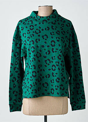 Sweat-shirt stretch manches longues vert BLUTSGESCHWISTER femme
