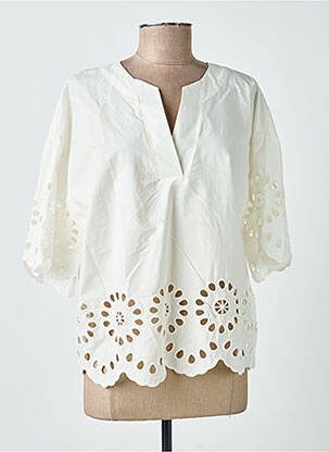 Blouse tissage popeline manches 3/4 beige RINO & PELLE femme