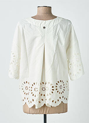 Blouse tissage popeline manches 3/4 beige RINO & PELLE femme