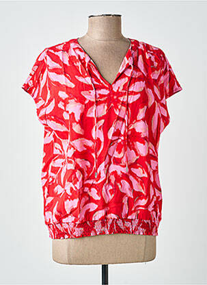 Blouse tissage popeline manches courtes rouge STREET ONE femme