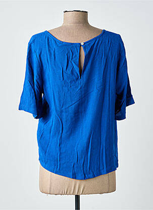 Blouse fermeture boutonnée au dos manches courtes bleu ICHI femme