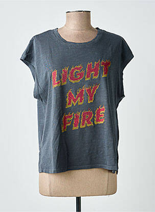 T-shirt sérigraphie avec strass manches courtes gris FREEMAN T.PORTER femme