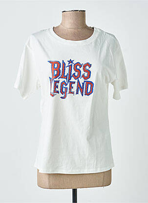 T-shirt sérigraphie avec strass manches courtes blanc FREE BOY femme