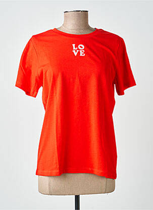 T-shirt stretch manches courtes rouge ICHI femme