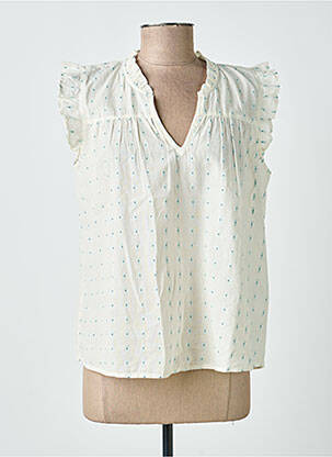 Blouse légère et transparente manches courtes beige ICHI femme