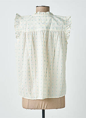 Blouse légère et transparente manches courtes beige ICHI femme