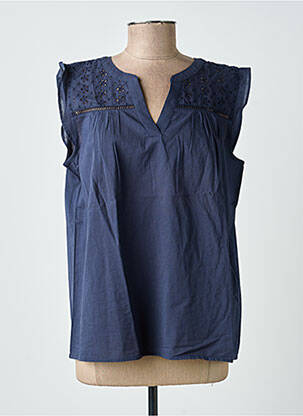 Blouse tissage popeline manches courtes bleu STREET ONE femme