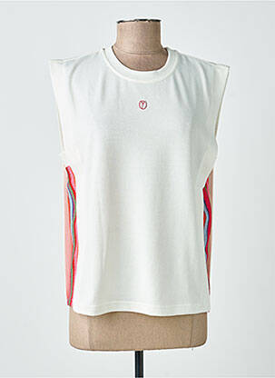 Pull coupe cintrée manches courtes beige ICHI femme