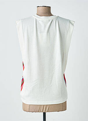 Pull coupe cintrée manches courtes beige ICHI femme