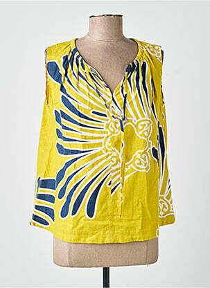 Blouse imprimé fantaisie sans manche jaune WHITE STUFF femme