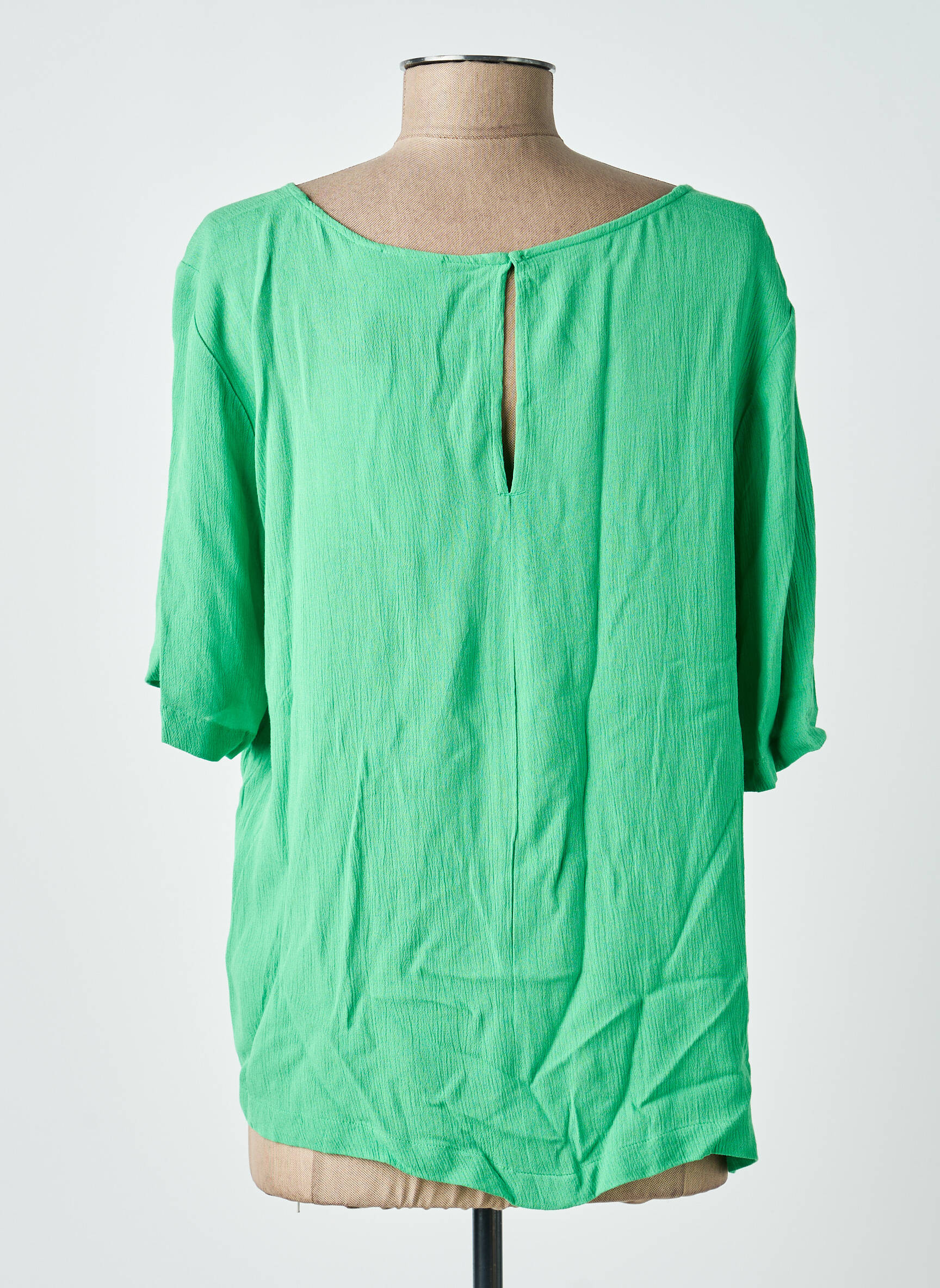 Blouse fermeture boutonnée au dos manches courtes vert ICHI femme