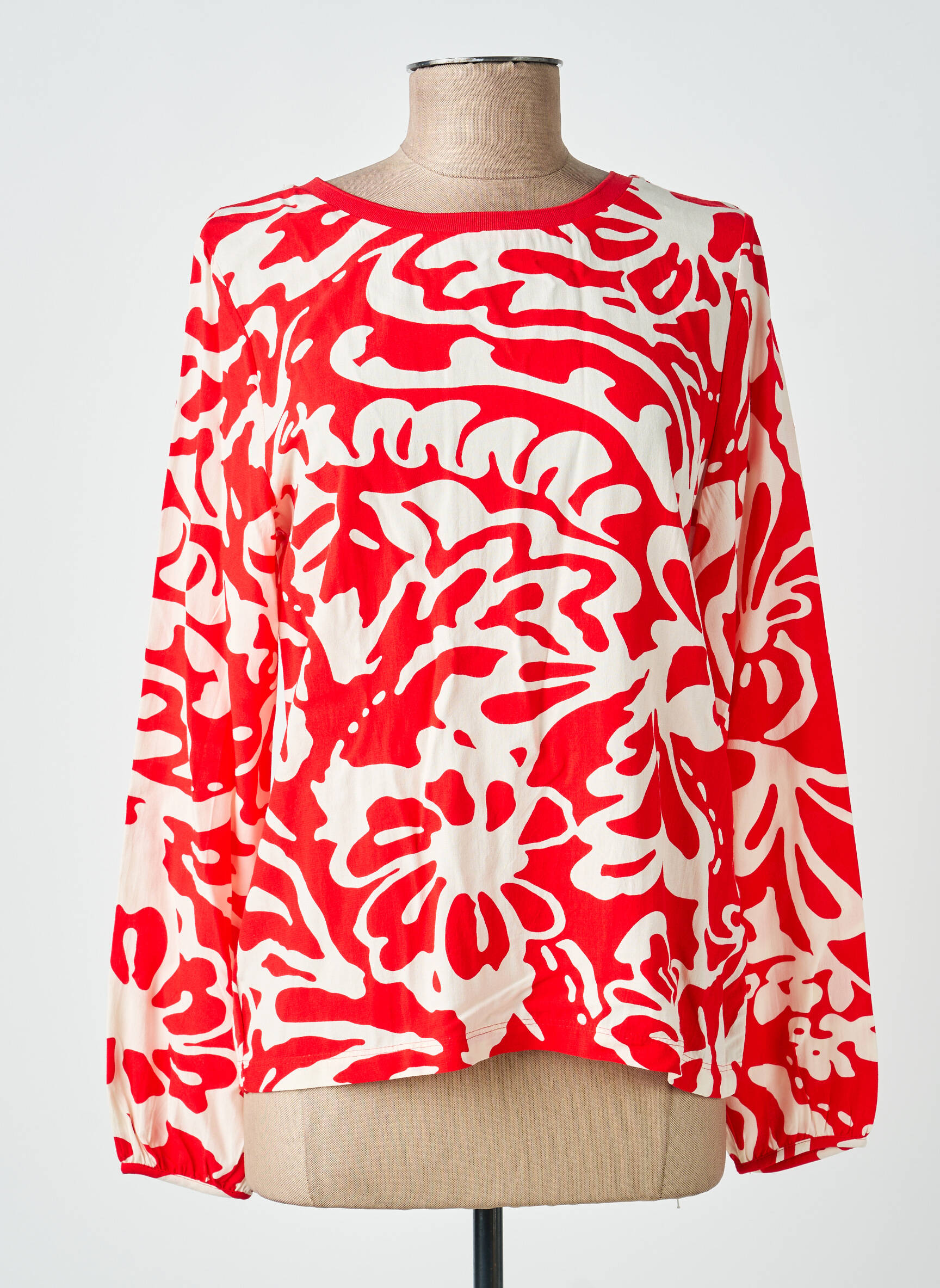 Blouse tissage popeline manches longues rouge STREET ONE femme