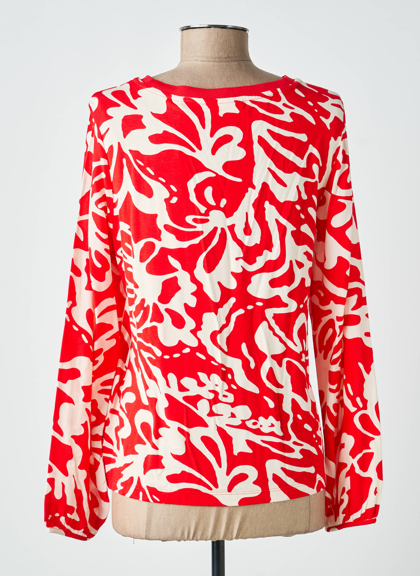 Blouse tissage popeline manches longues rouge STREET ONE femme