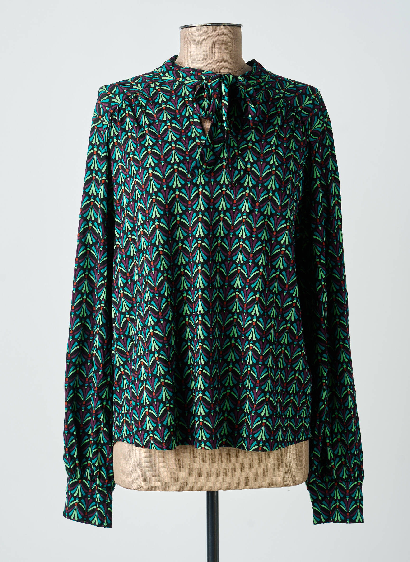 Blouse imprimé fantaisie manches longues vert BLUTSGESCHWISTER femme