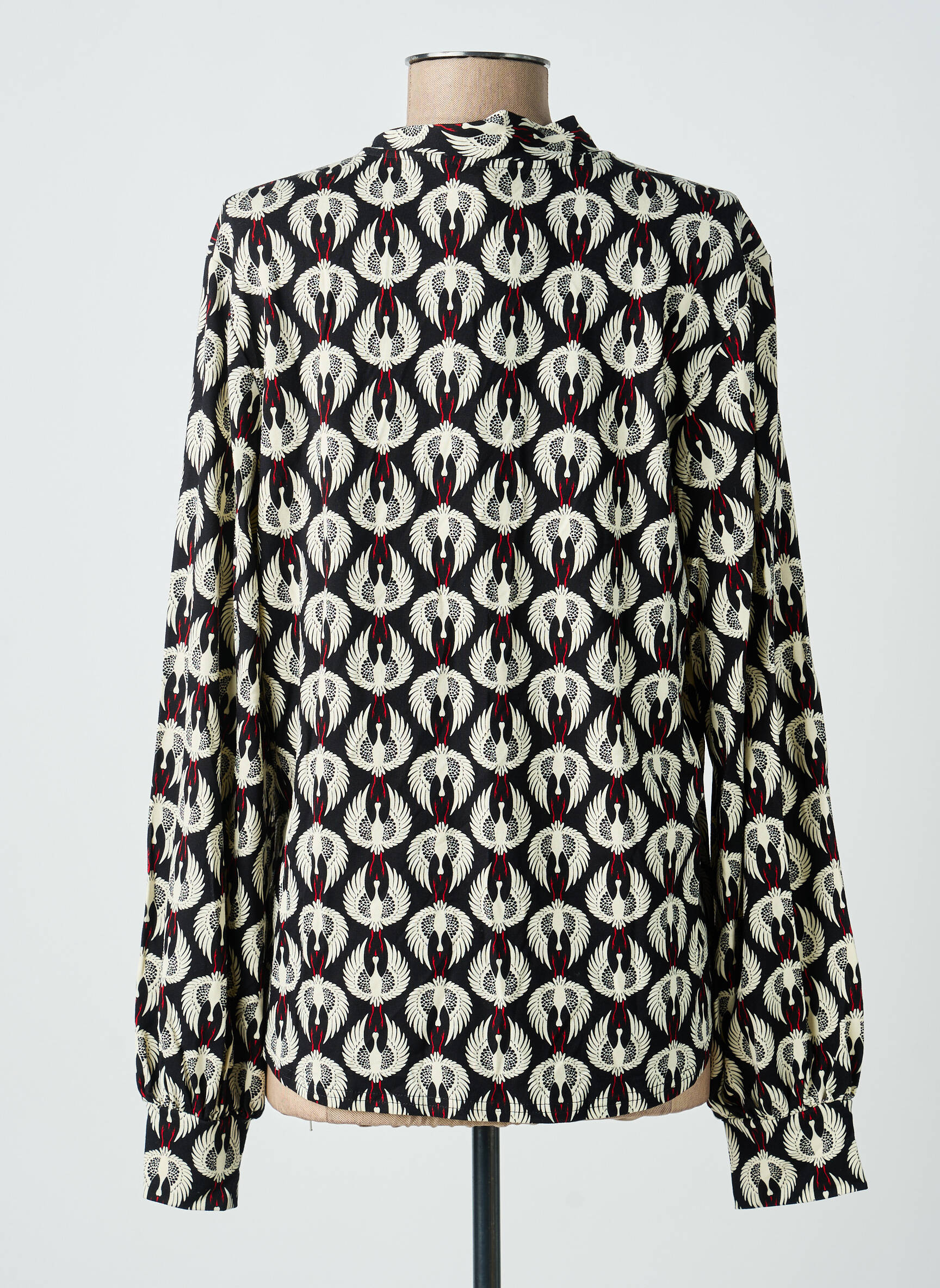 Blouse imprimé fantaisie manches longues noir BLUTSGESCHWISTER femme