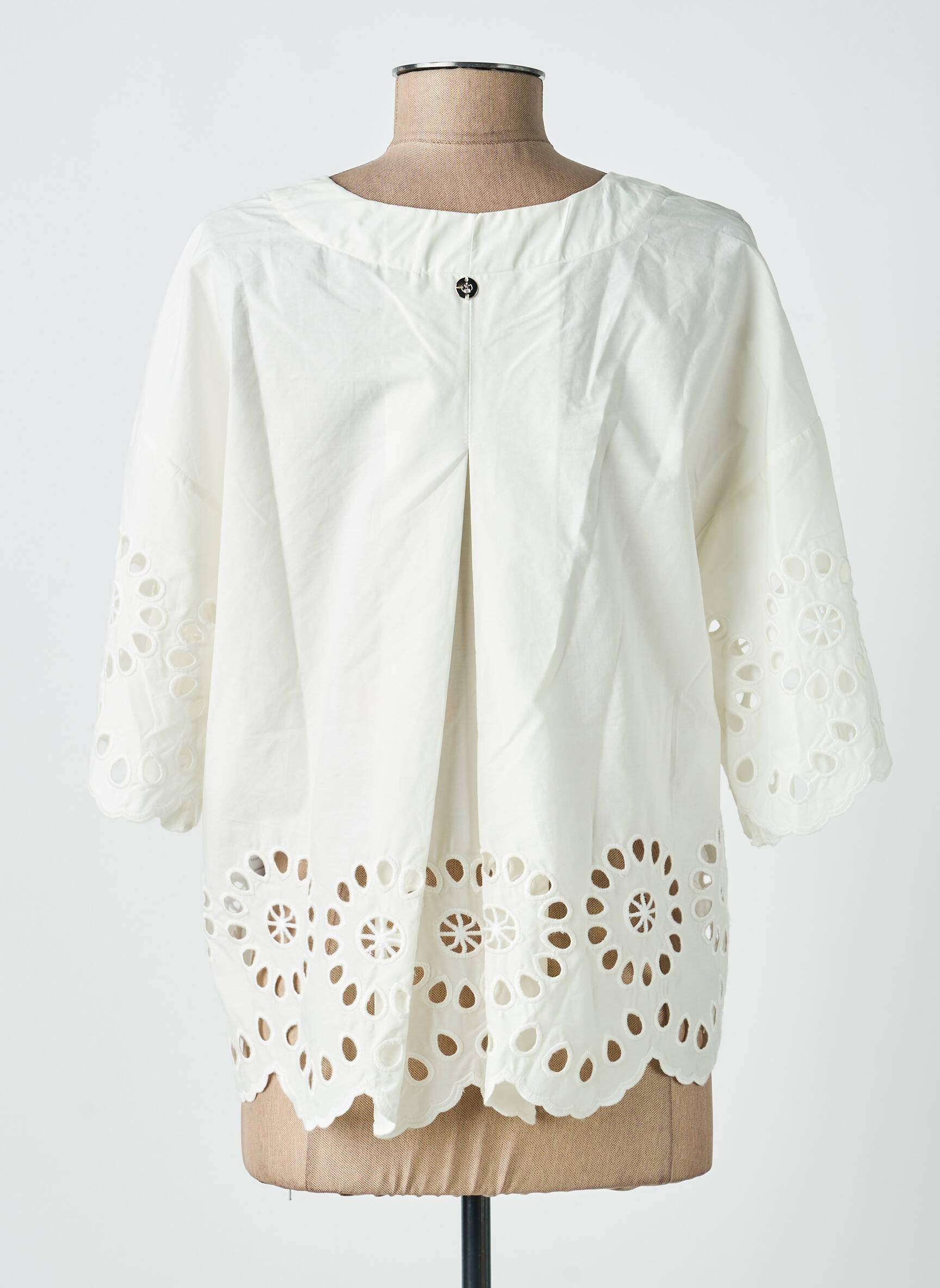 Blouse tissage popeline manches 3/4 beige RINO & PELLE femme