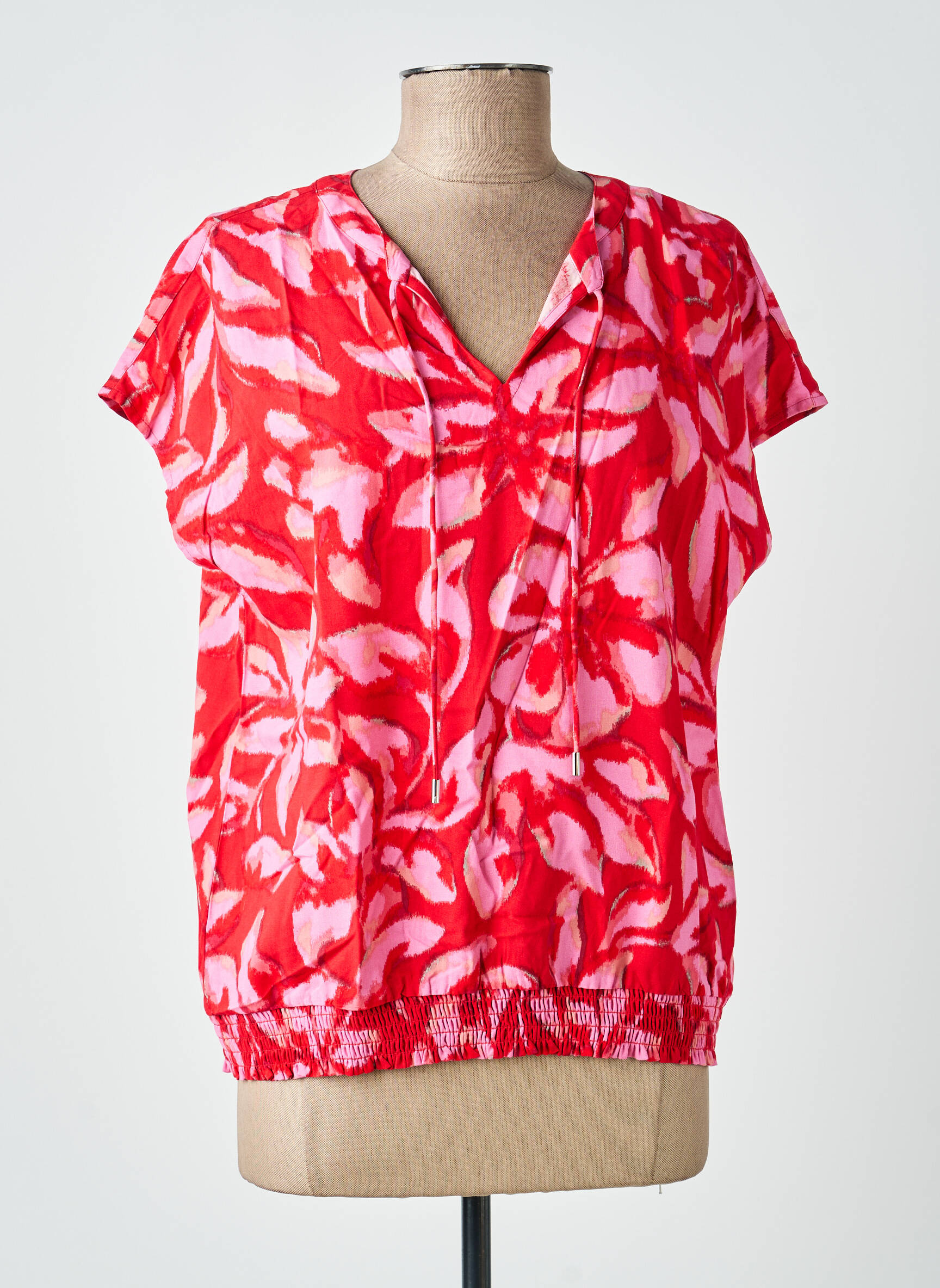 Blouse tissage popeline manches courtes rouge STREET ONE femme