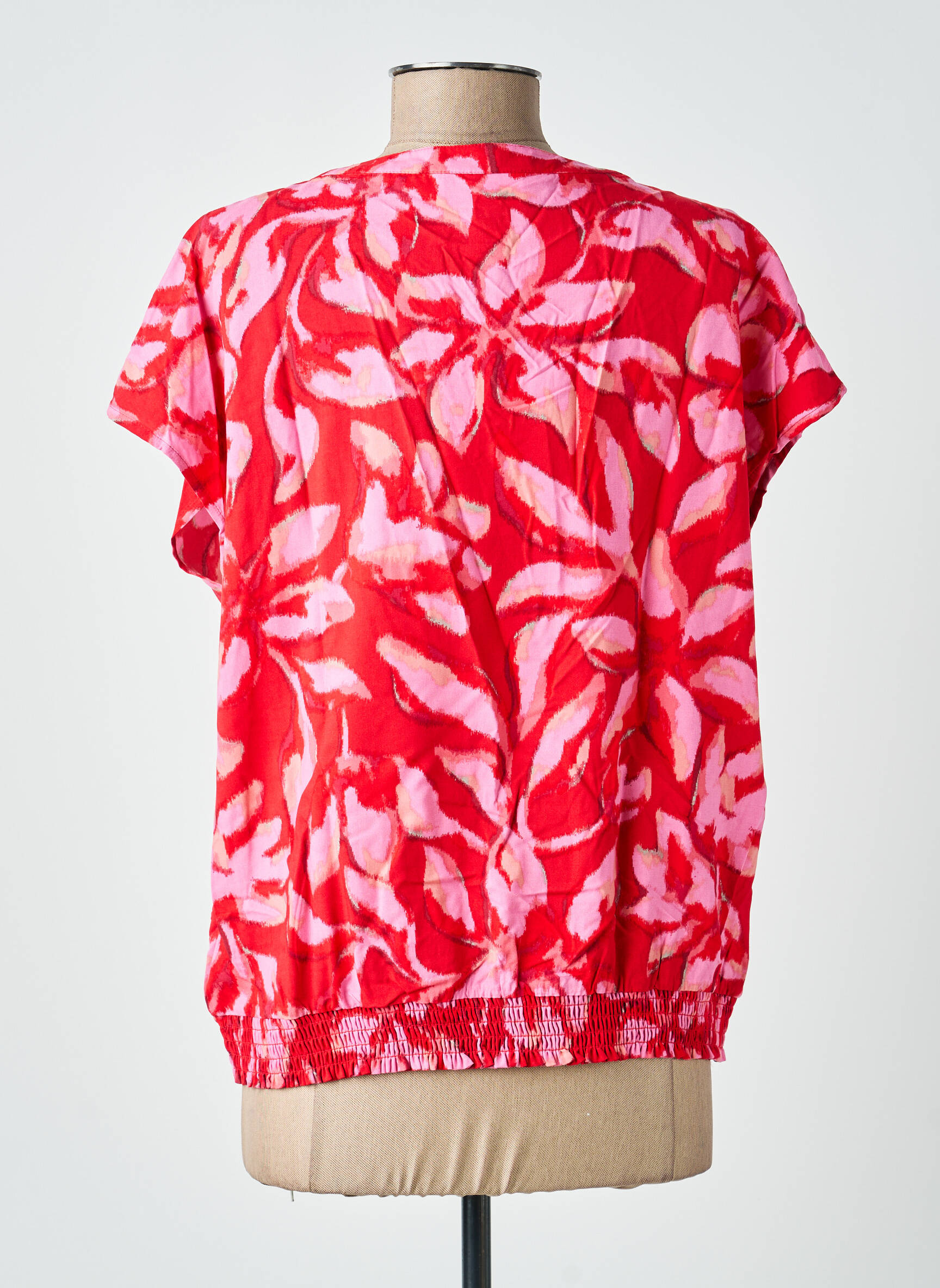 Blouse tissage popeline manches courtes rouge STREET ONE femme