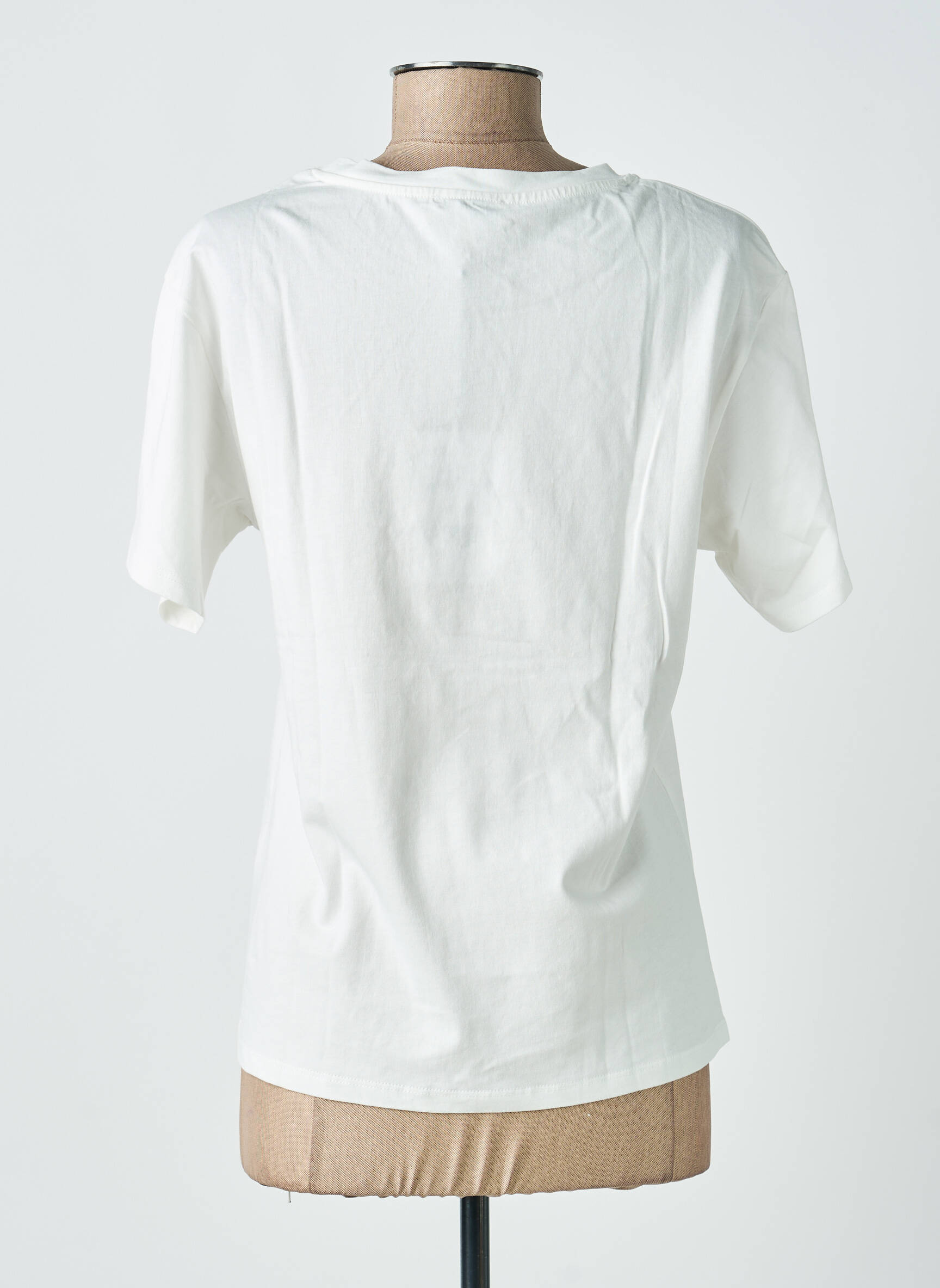 T-shirt sérigraphie avec strass manches courtes blanc FREE BOY femme