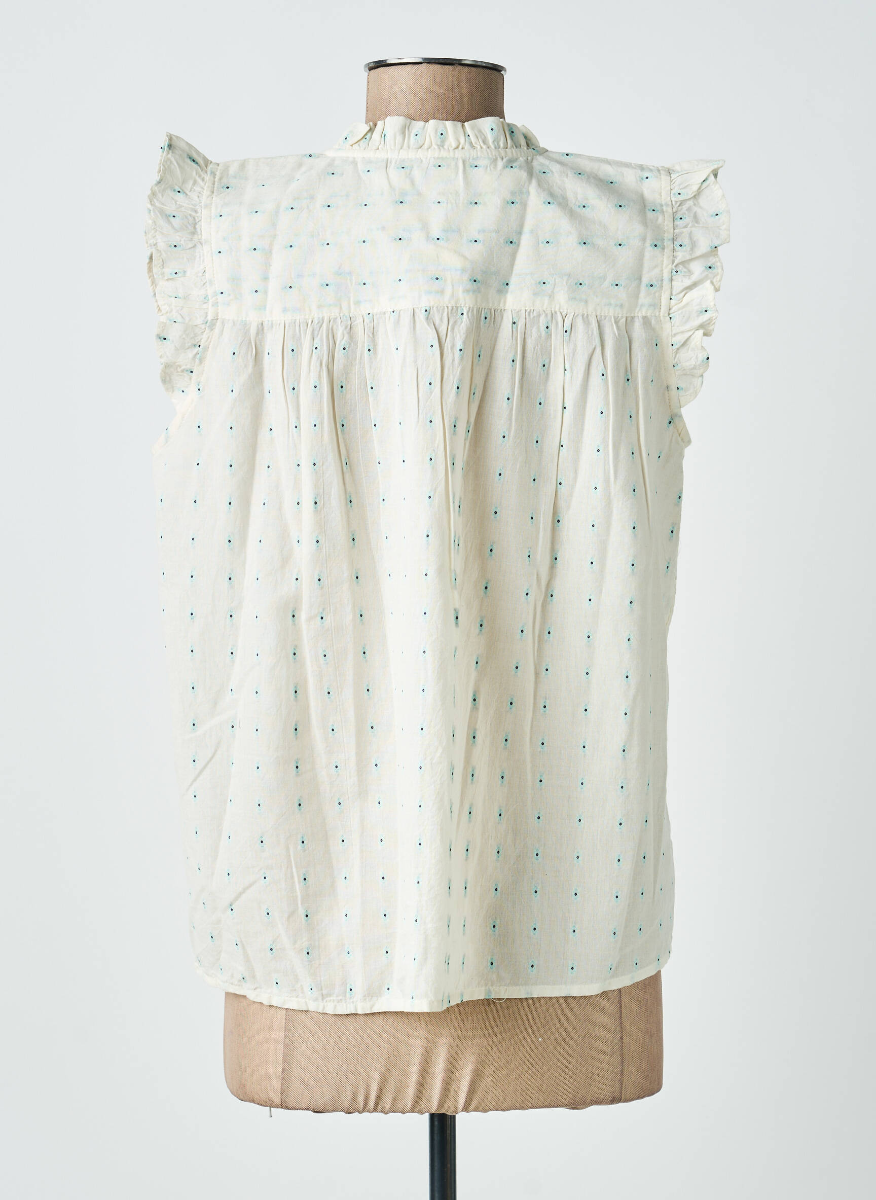 Blouse légère et transparente manches courtes beige ICHI femme