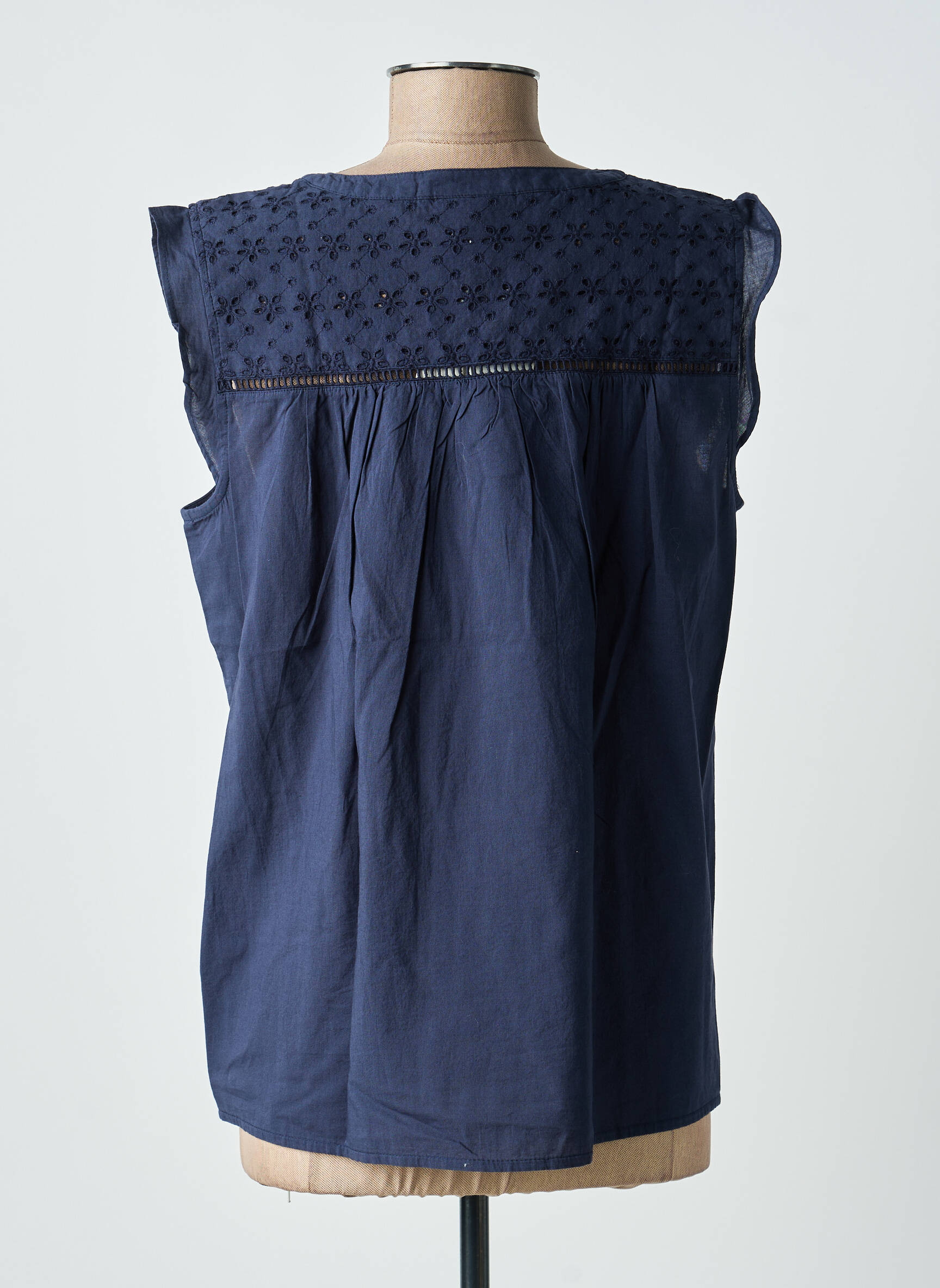 Blouse tissage popeline manches courtes bleu STREET ONE femme