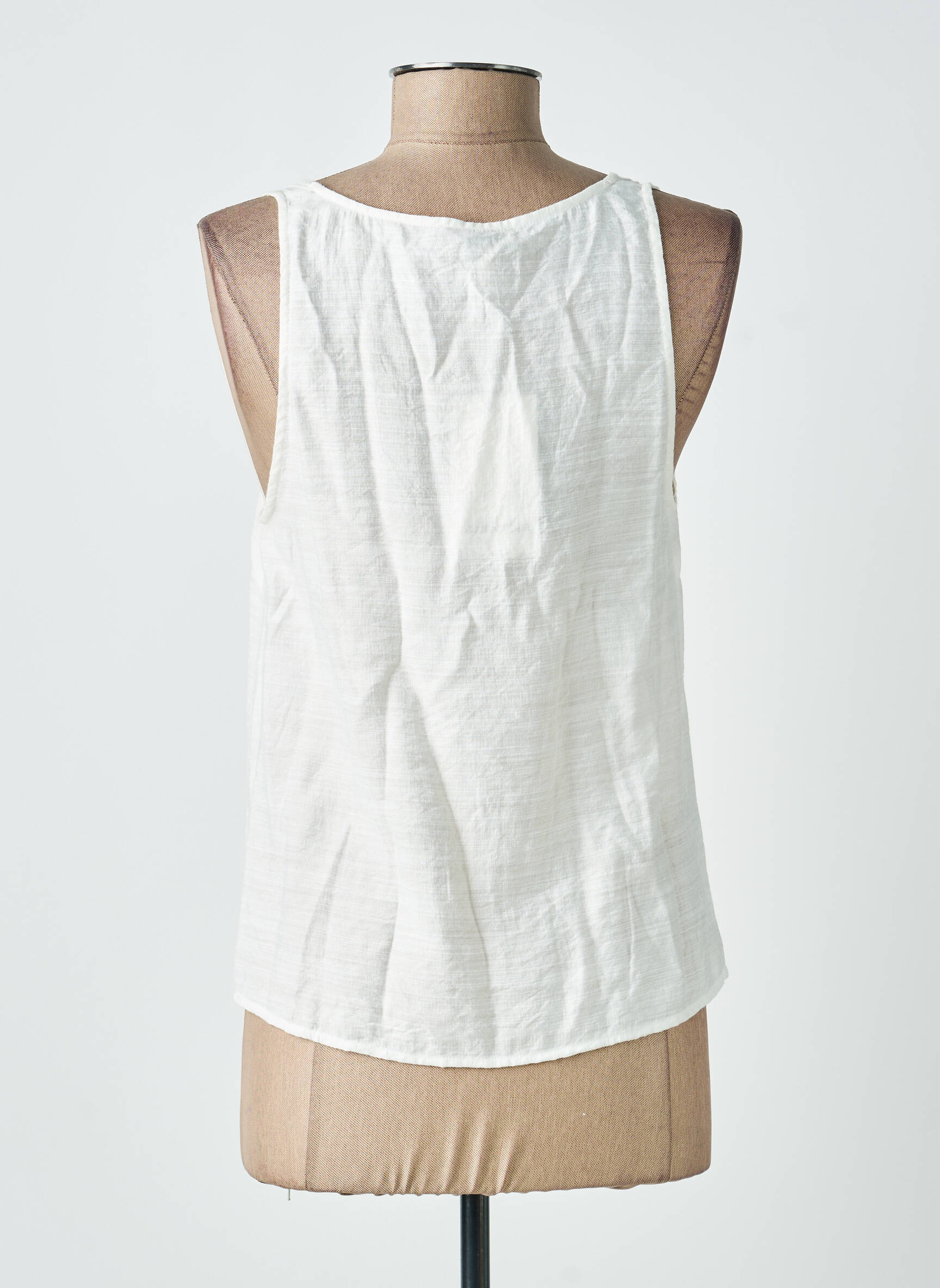 Top coupe fluide sans manche blanc SURKANA femme