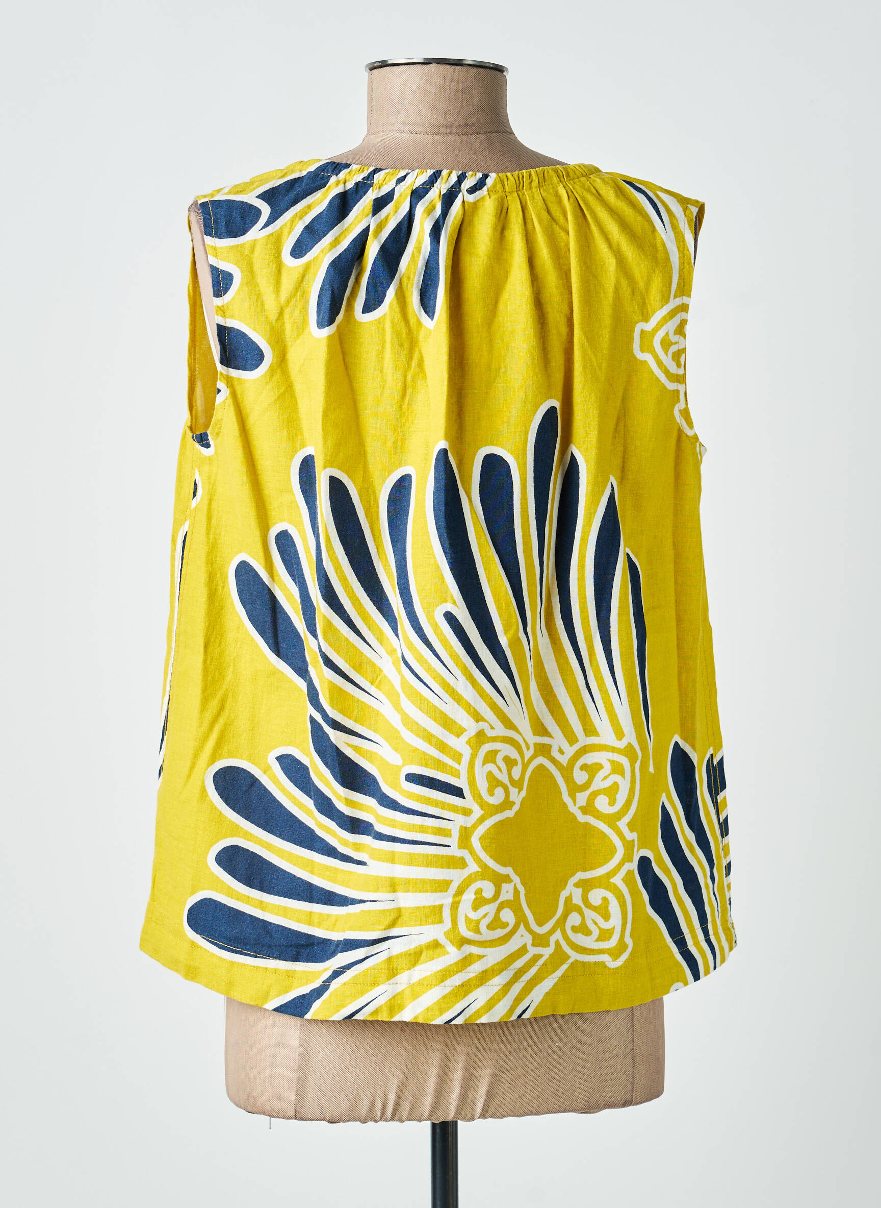 Blouse imprimé fantaisie sans manche jaune WHITE STUFF femme