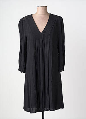 Robe mi-longue coupe fluide manches longues noir FREEMAN T.PORTER femme