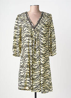 Robe courte manches 3/4 manches 3/4 vert FREEMAN T.PORTER femme
