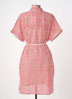 Robe mi-longue imprimé fantaisie manches courtes rouge ICHI femme