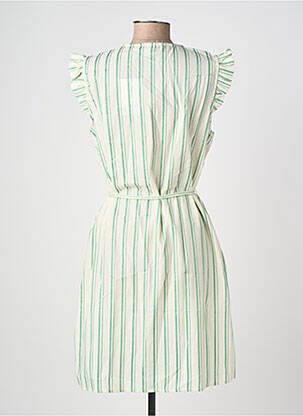 Robe mi-longue manches courtes manches courtes vert ICHI femme