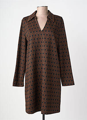 Robe courte manches longues manches longues marron SURKANA femme