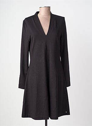Robe mi-longue coupe fluide manches longues noir SURKANA femme