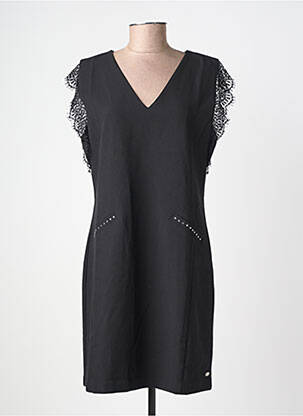 Robe courte fermeture zippée au dos manches courtes noir FREEMAN T.PORTER femme