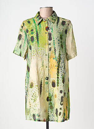 Tunique manches courtes tissage crêpe vert SURKANA femme