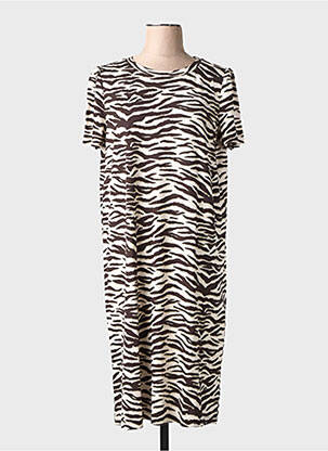 Robe mi-longue manches courtes manches courtes marron STREET ONE femme