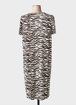 Robe mi-longue manches courtes manches courtes marron STREET ONE femme