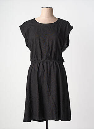 Robe mi-longue manches courtes manches courtes noir ICHI femme