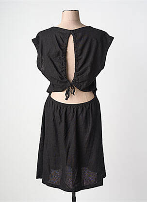 Robe mi-longue manches courtes manches courtes noir ICHI femme