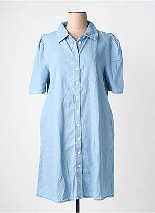 Robe mi-longue manches courtes manches courtes bleu ICHI femme